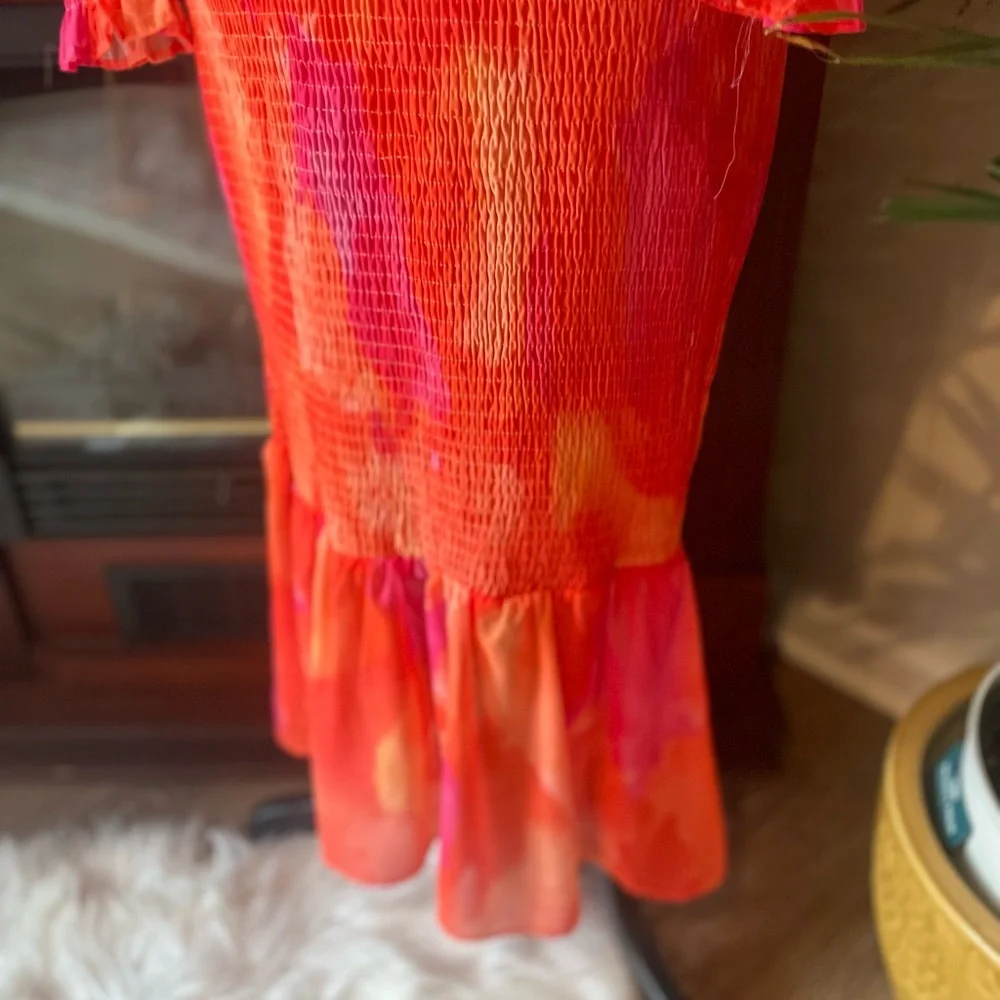 ~ All About May ~ Sunset Watercolor Smocked Chiffon Dress ~ US 6 - Picture 5 of 7